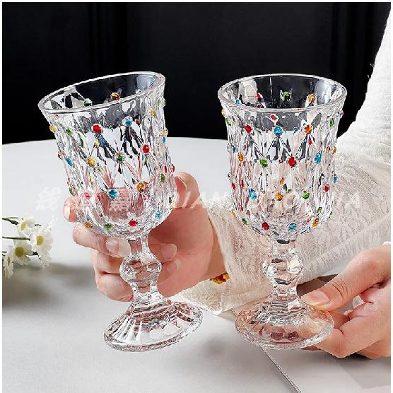 Elegant Glass Champagne Cup Set Creative Hand-Painted High-Aesthetic Value Red Wine Glasses French Style Beverage Accessories