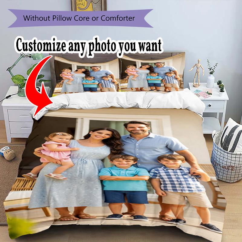 Customize Photos Customize Your Photo Bedding Set Breathable Duvet Cover with Pillowcases Home Decoration Birthday Gift