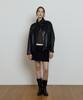 DEPOUND High-Neck Leather Jacket [Black]