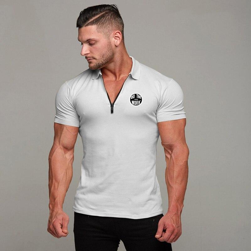 Muscleguys England Style Fashion Cotton Fitness Polo T-Shirt Men Polo Shirt Zip Polo Tees  Brand Short Sleeve Gym Bodybuilding Clothing