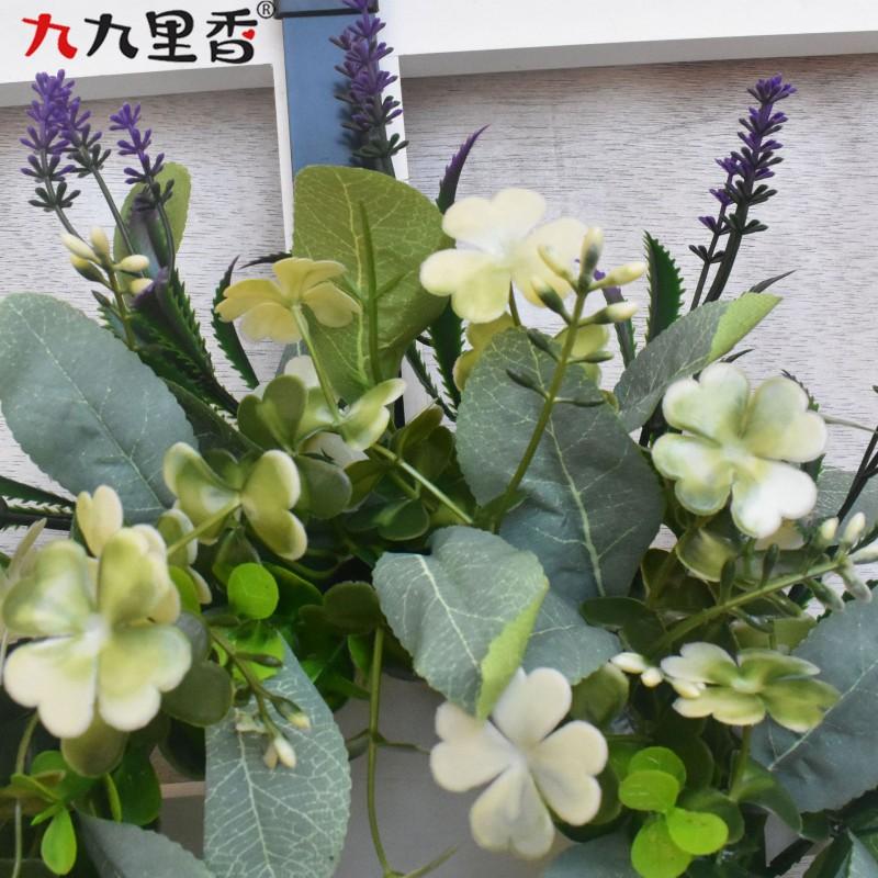 Small Artificial Wreath With Bunny Tail Leaves Eucalyptus Door Decor Purple Plastic Floral Garland