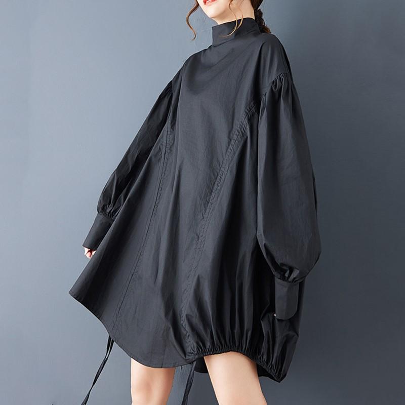 Long Sleeve Plus Size Black Vintage New In Dresses for Women Spring Autumn Casual Loose Mini Short Dress