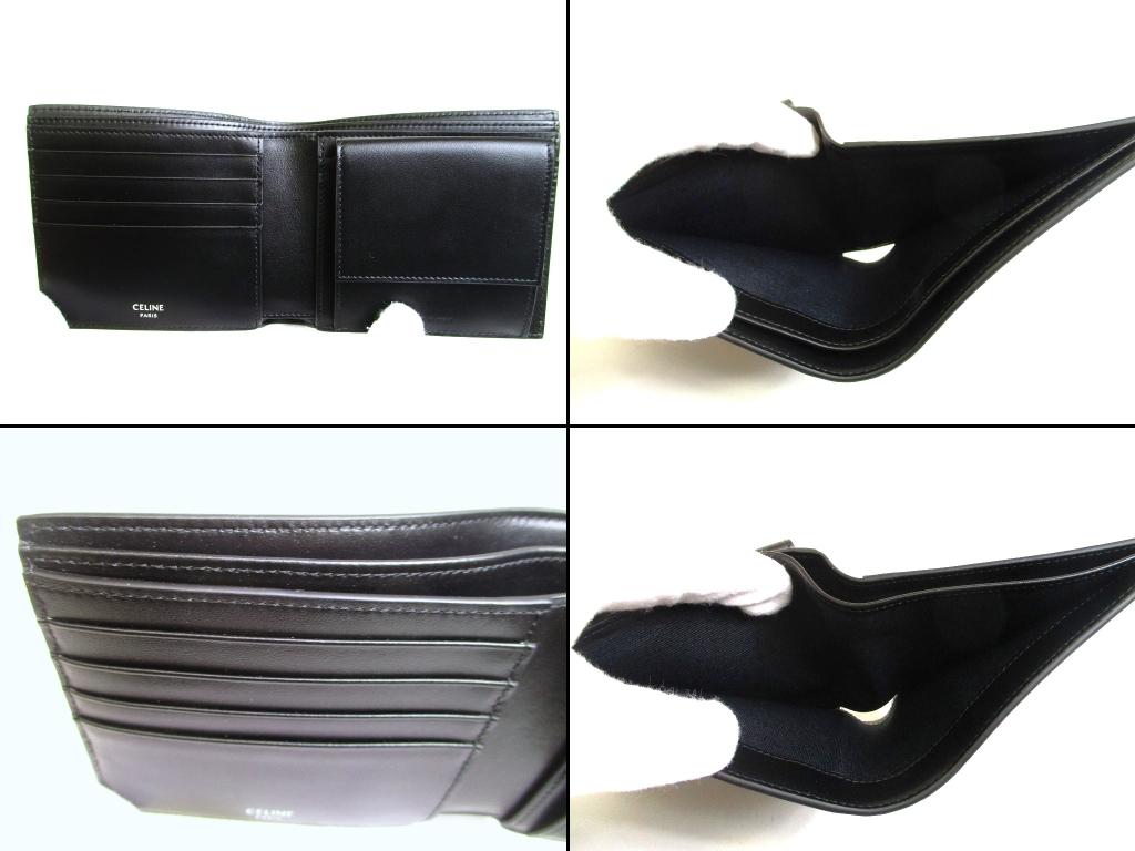 Authentic CELINE Trionf Canvas Black Leather Bifold Wallet Compact Wallet #b123  Seller refurbished