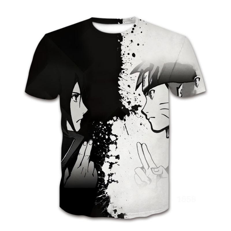 

Летняя повседневная мужская футболка с короткими рукавами и принтом аниме «Наруто» в 3D цифровом стиле, женская футболка с круглым вырезом для пары XL