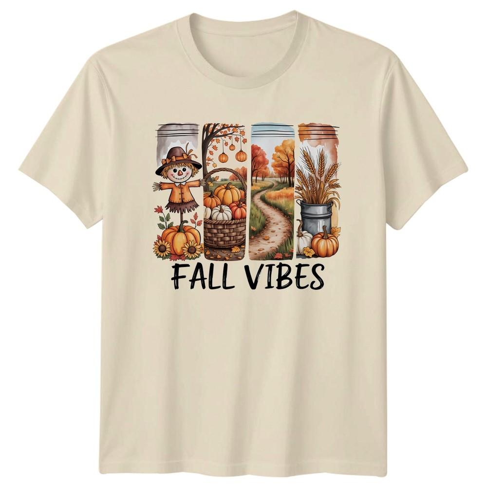 Fall Vibes Autumn Harvest Seasonal Graphic Unisexs TShirt Unisexs Tee