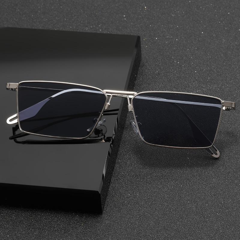 Fashionable Metal Rectangular Personalized Simple Unisex Glasses, European and American Fashion Retro Sunglasses