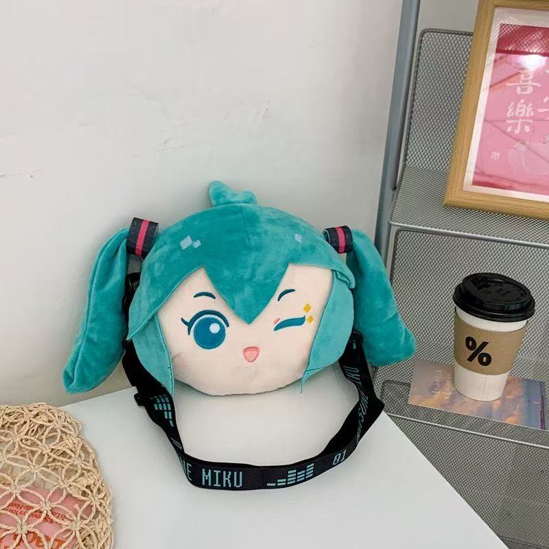 Anime Kawaii Hatsune Miku Merchandise Plush Bag Cute Doll Figurine Crossbody Bag Large Capacity Mikufufu Christmas Gift