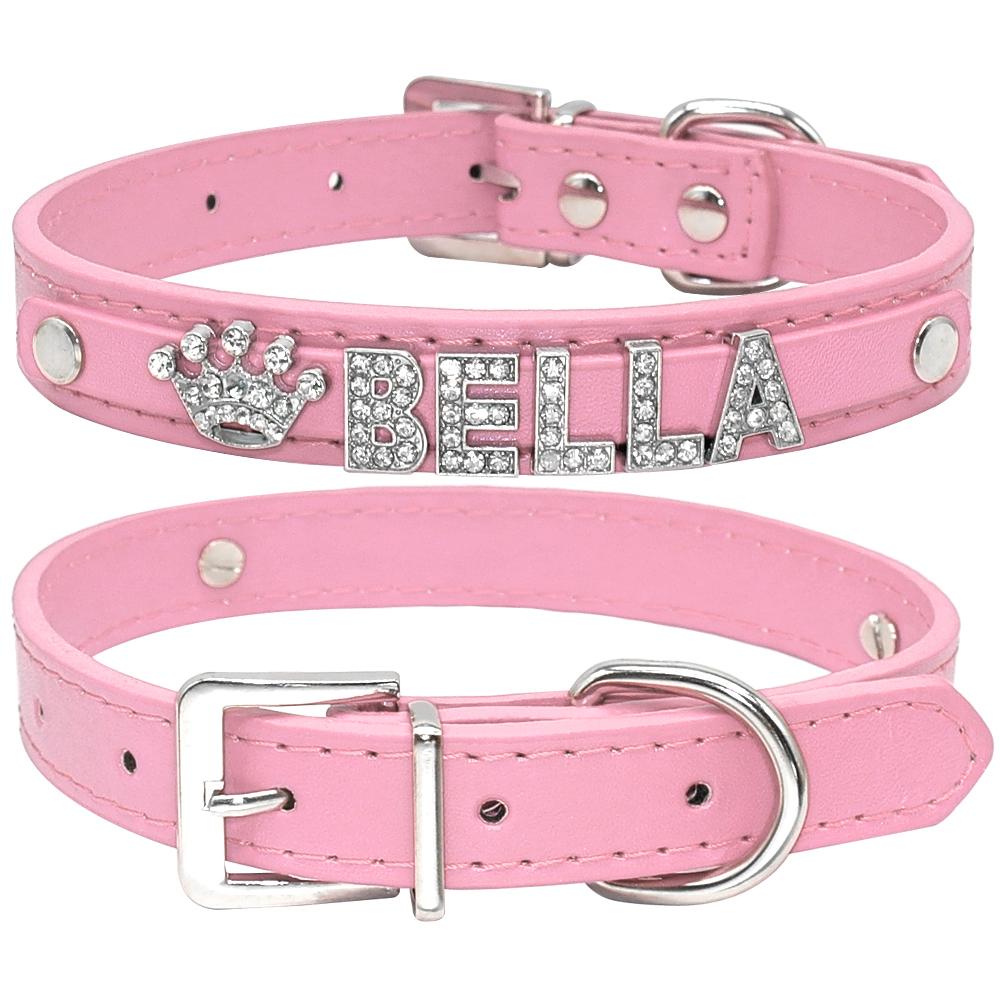 Bling Strass Welpenhalsbänder Personalisiert Kleine Hunde Chihuahua Halsband Kundenspezifische Halskette Kostenlose Namensanhänger Haustierzubehör