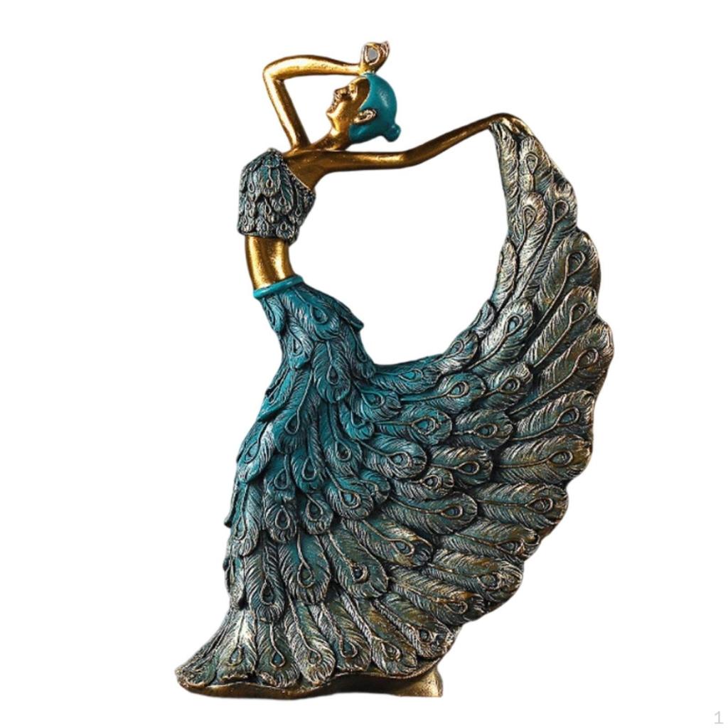Figurka Tancerki Pawia Zgrabny Posąg Elegancka Tańcząca Kobieta do Domu