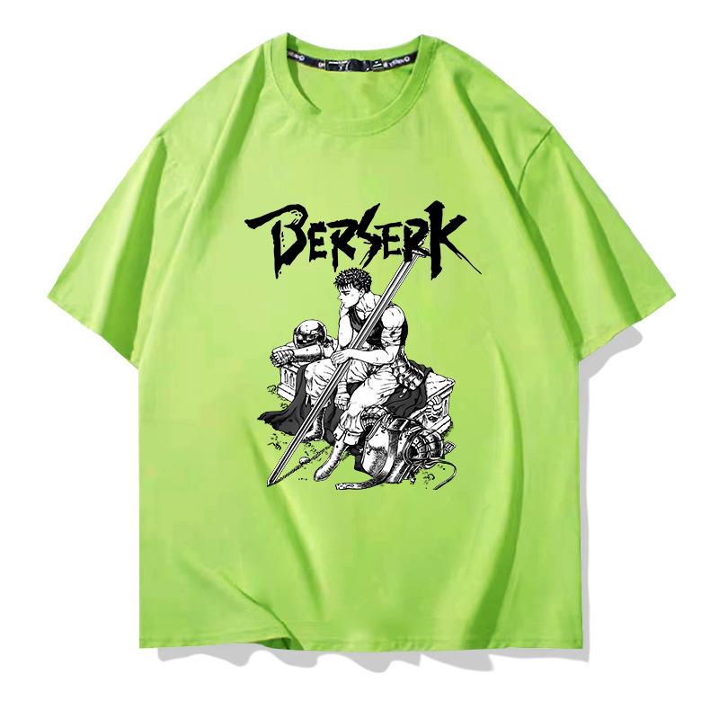 Schwertwindlegende Berserk Herren bedrucktes T-Shirt Kurzarm T-Shirt Herren 100% Baumwolle locker bequem Trend-Top Sommerbekleidung
