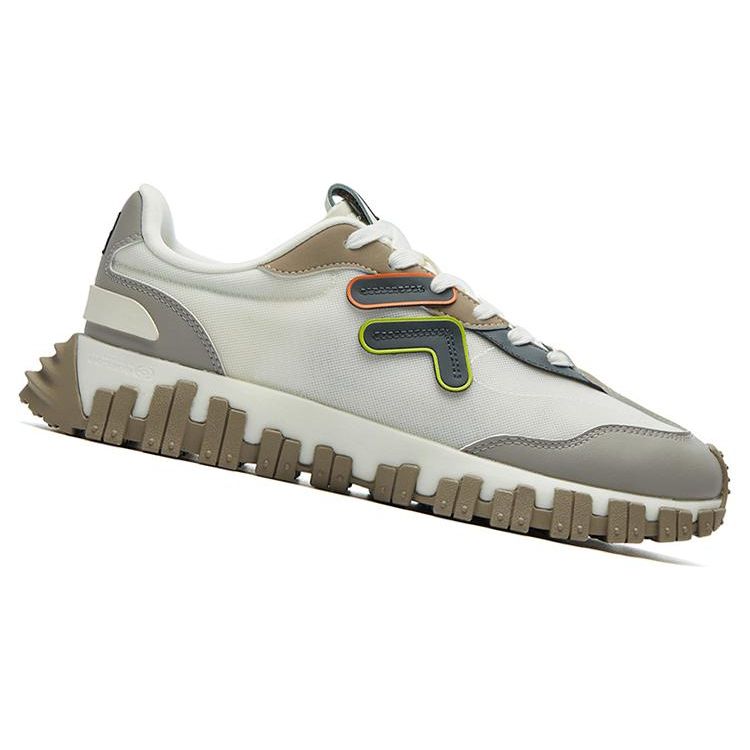 Fila Fusion Heritage Running Fabric Synthetic Leather Two-Layer Cowhide Trendy Low-Top Dad Shoes Men sneaker Light-Gray T12M131103FSP