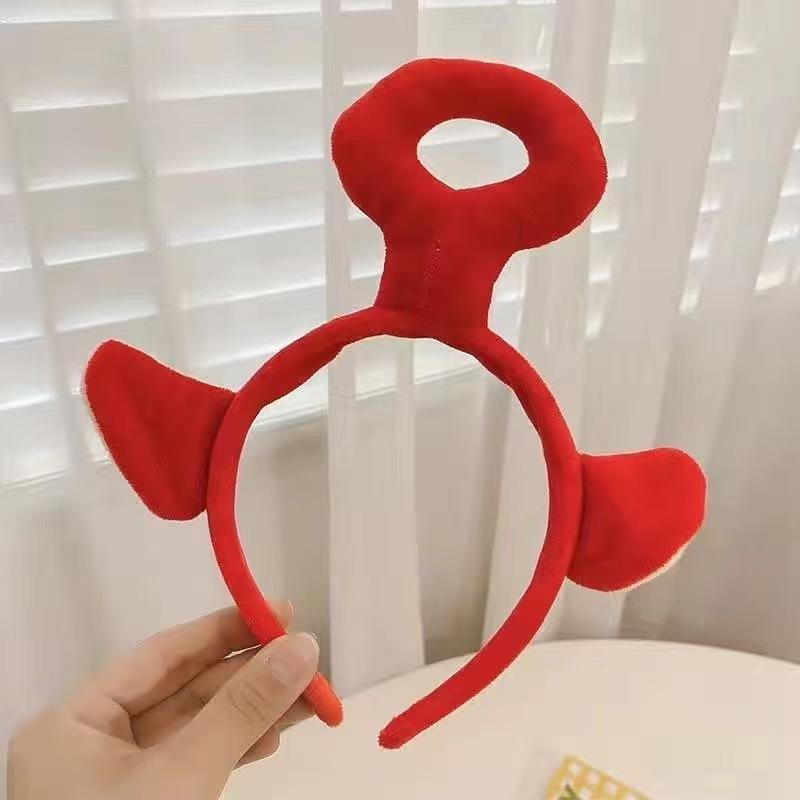 

Плюшева пов язка на голову з вушками, Жіноча пов язка для вмивання обличчя, Шпилька-пов язка на голову, Милий та грайливий аксесуар для волосся One Size червоний