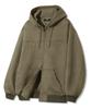 Trillion Leather Patch Suede Work Zip-Up Hoodie_Khaki