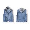 Women Denim Vest Jackets Spring Autumn Pocket Hooded  Short Jean Waistcoat Sleeveless Jacket Outerwear Female Casual Top