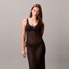 Calvin Klein Ss25 V-Neck Casual Comfortable Simple Sleeveless Nightgown Women Nightgown Space-Black QS7359