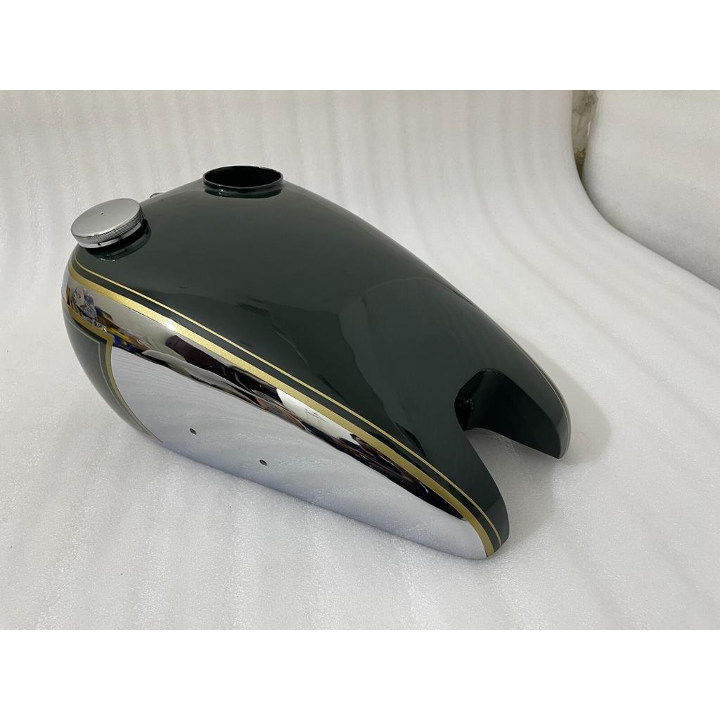 BSA B31 Petrol Gas Fuel Tank + Cap Black Paint Chrome Plated Steel |Fit For