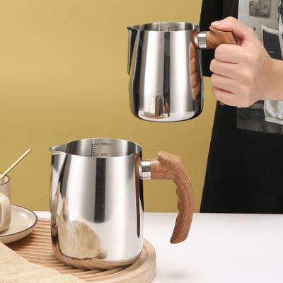 Jarra de acero inoxidable para café con leche, taza para espumar leche espresso espesada con asa para el hogar, 600 ml/1000 ml