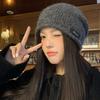 Korean high-end plush cold hat women's 2025 autumn and winter big head circumference retro stacking hat showing a small face warm hat