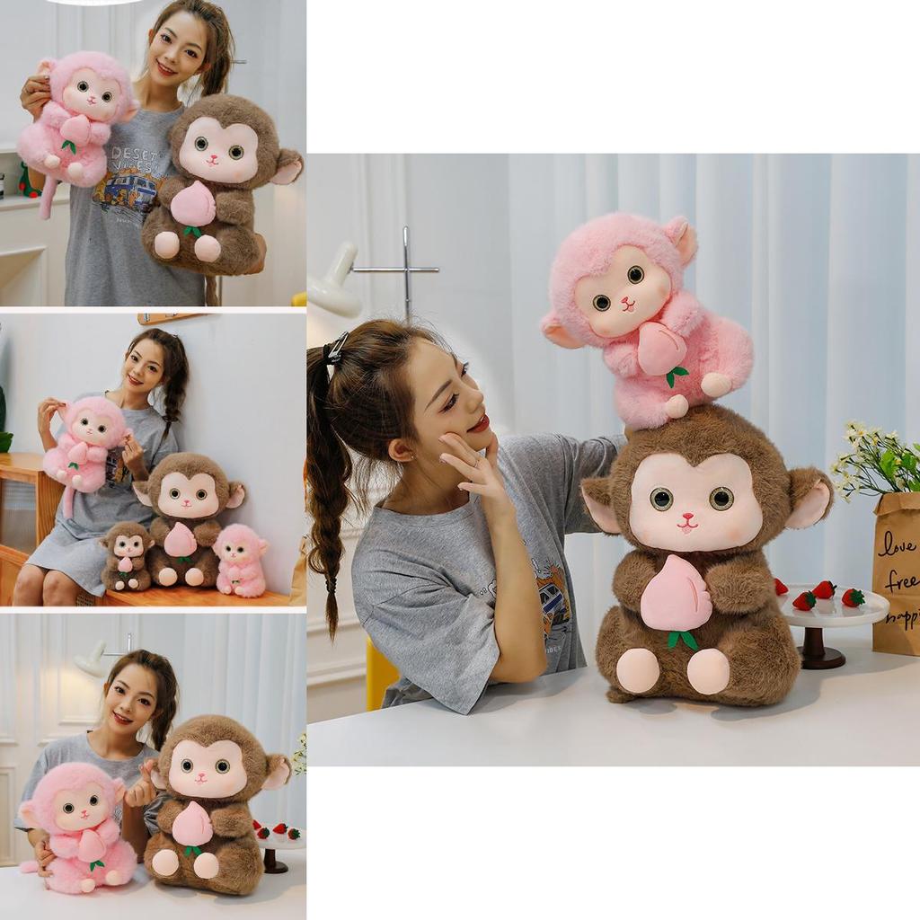 Jucărie adorabilă din pluș, maimuță, moale și drăgălașă, inspirată din desene animate, pentru copii, în roz și maro