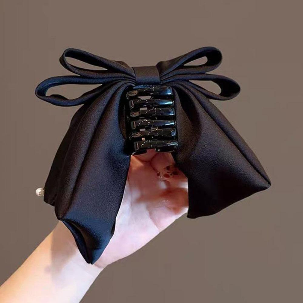 Perlen Satinschleife Haarnadeln Einfarbige Pferdeschwanz-Haarnadeln Elegante Perlen-Haarspangen Damen