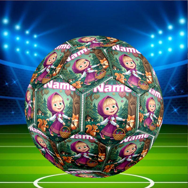 Custom Name Personalized Masha and the Bear Print Size 5 Soccer Ball Training & Match Football, for Team, Kicking, Gift for Football Enthusiasts