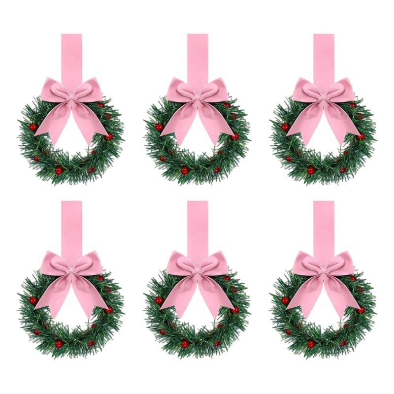 

Holiday Bowknot Decoration Plastic Cabinets Wreath Door Frame Hangers Accessory 4pcs рожевий