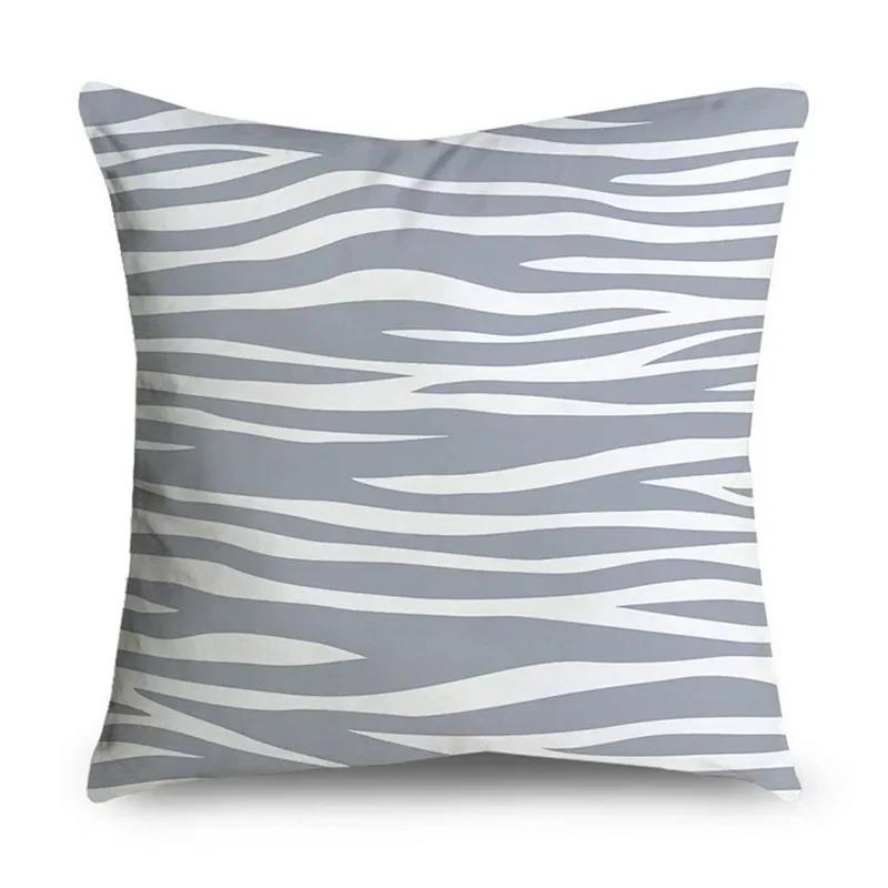 2023 Gray Lumbar Pillows Case 45X45CM Damask Geometry Leaves Floral Stripes Plaids Print Sofa Cushion Throw Pillows Decor Home