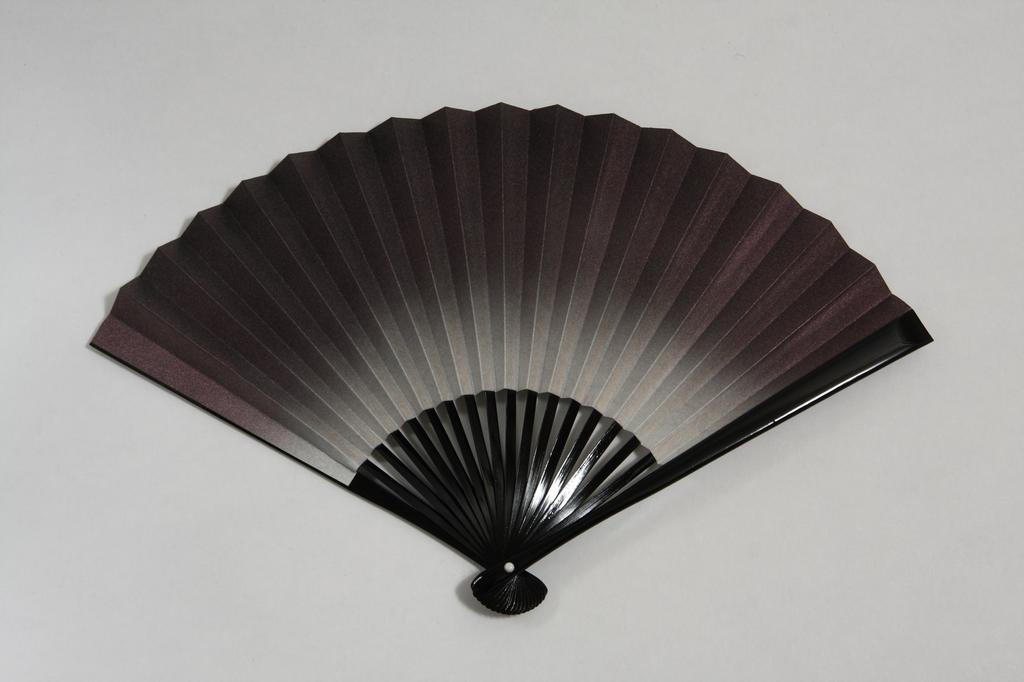 Hasegawa Kyoto Fan with "Kikyo" Double-Sided Pattern, Handmade by Kyoto Artisans, Black with Embroidered Design, Includes Fan Bag and Paper Box