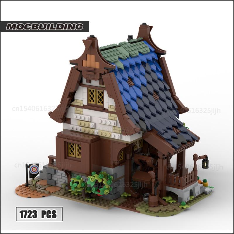 Medieval Town MOC Building Blocks Town Market House Architecture Watermill Technology Bricks Display Model Creative Toys Gifts