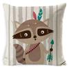 Tribe Woodland Animal Cushion Cover  Bear Fox Print Linen  Pillow Case Decorative For Chair Sofa Home Decor Throw Pillowcase