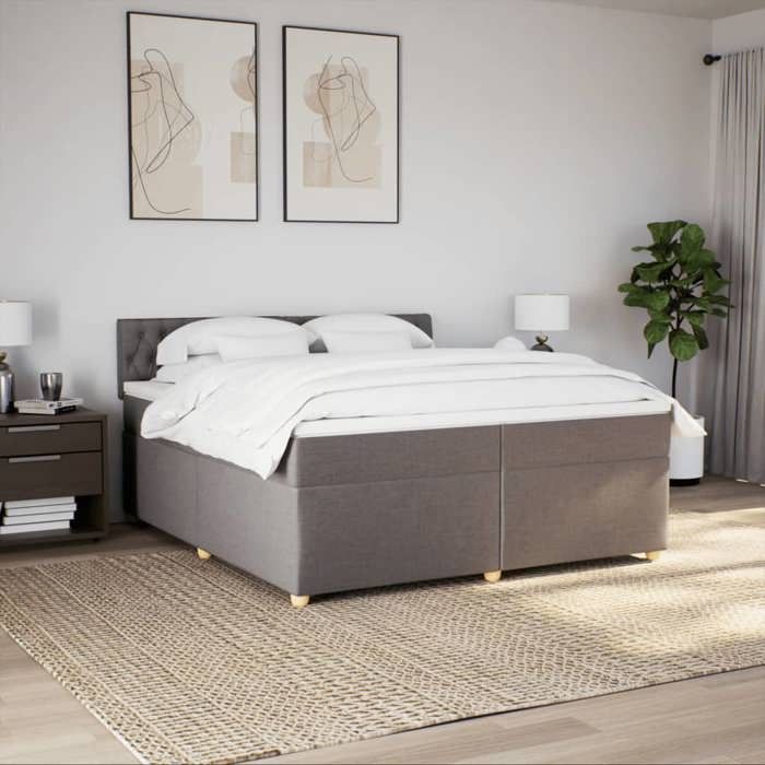 VidaXL Sommier à lattes de lit avec matelas Taupe 200x200 cm Tissu 3286798