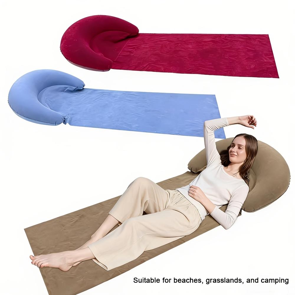 1Pc Beach Mat With Inflatable Headrest Outdoor Mat Anti-Sand Suitable For Outdoor Camping And Picnics Single Person Sleeping Mat Foldable Portable