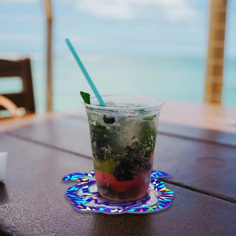 Silicone Resin Coaster Molds Holographic Cup Mat Epoxy Mold DIY Rose Flower Home Ornament Drink Mat Mold Craft Tool