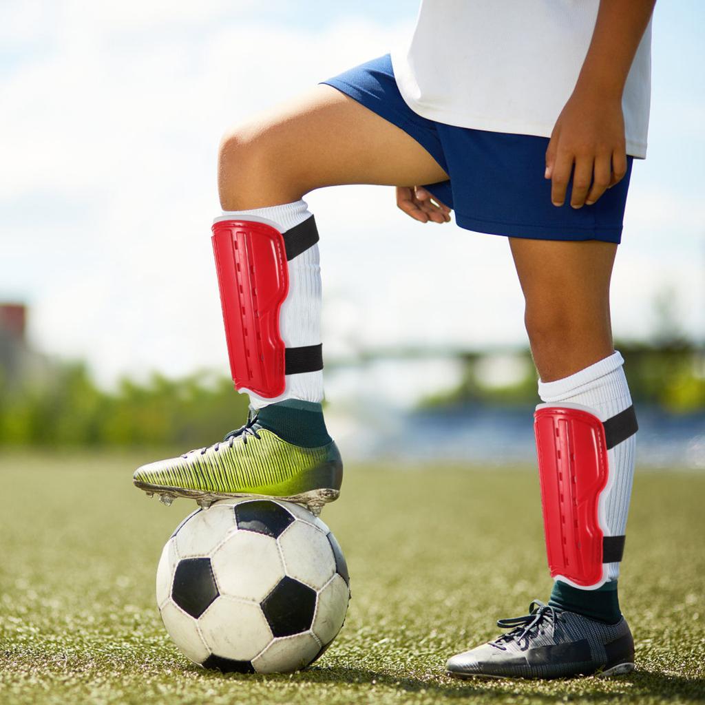 1Pair Youth Football Shin Guards Lightweight Breathable Ventilation Holes Secure Fit Adjustable Straps Ergonomic Design Soccer 1