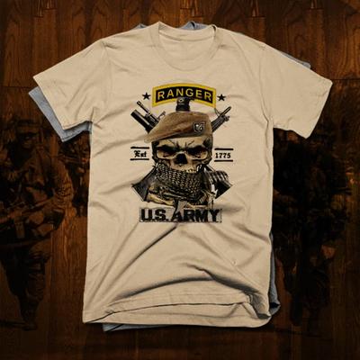 T-shirt Army Ranger Guerra in Iraq Afghanistan Veterano Combattente Militare USA cotone