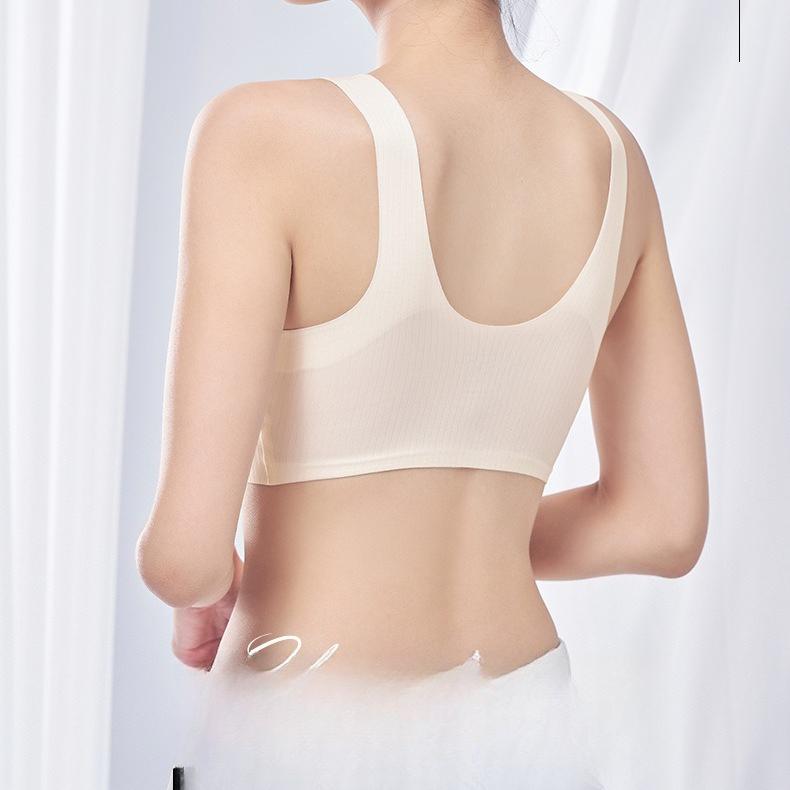 Tank Top Style Seamless Bra Women's Sports Bra No Steel Ring Gathered Bra Double Breast Anti Sagging Thin Bra