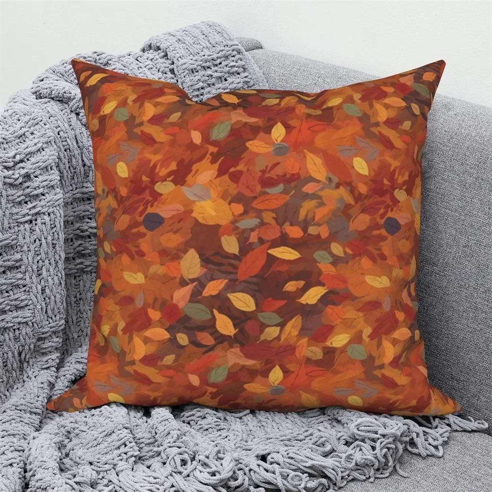 Autumn Scenery Home Decoration Cushion Cover Autumn Leaf Forest Print Sofa Decoration Pillow Cover
