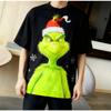 Christmas Cartoon Green Fur Monster 3D Printed Women's Short Sleeve Tees Top Kids Girl Casual Pullover
