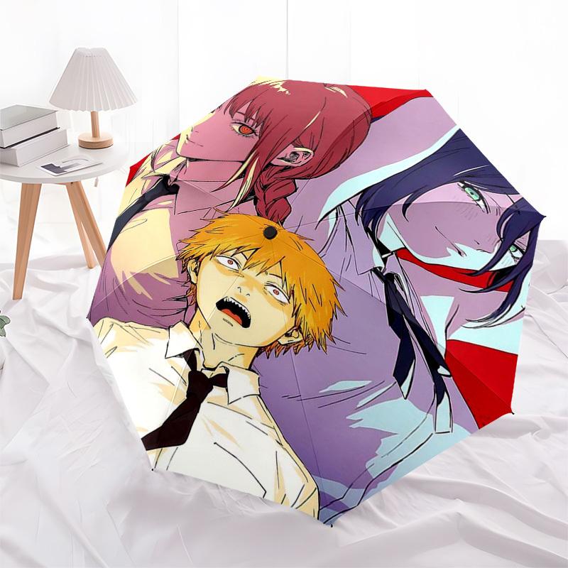 1pc Outdoor Umbrella with Anime Characters - Automatic Opening/Closing, Portable 3-Fold Design, 8-Rib Iron Frame - Perfect Gift for Fans, Travelers, D