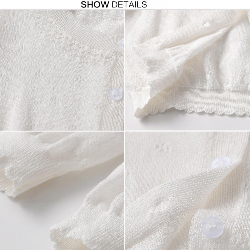 Dziecięca ażurowa kurtka swetrowa Krótki top Letnia ochrona przed słońcem Dziewczęcy kardigan dziergany Cienki