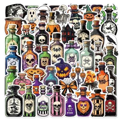 50Pcs Removable PVC Decals Potion Labels Phone Accessories Halloween Decorations Suitable For Kids Adults Water Bottles