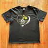 Music T Shirt Mens L Womens Xl Treble Clef Heart Quote Black Cotton Usa Long Or Short Sleeves Vintage Washed Slightly Stylish