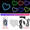 Heart-shaped seven-color neon car interior decoration atmosphere light decoration car window LED atmosphere light