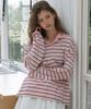 LAMINEZ Striped Loose Pk T-Shirt - Pink