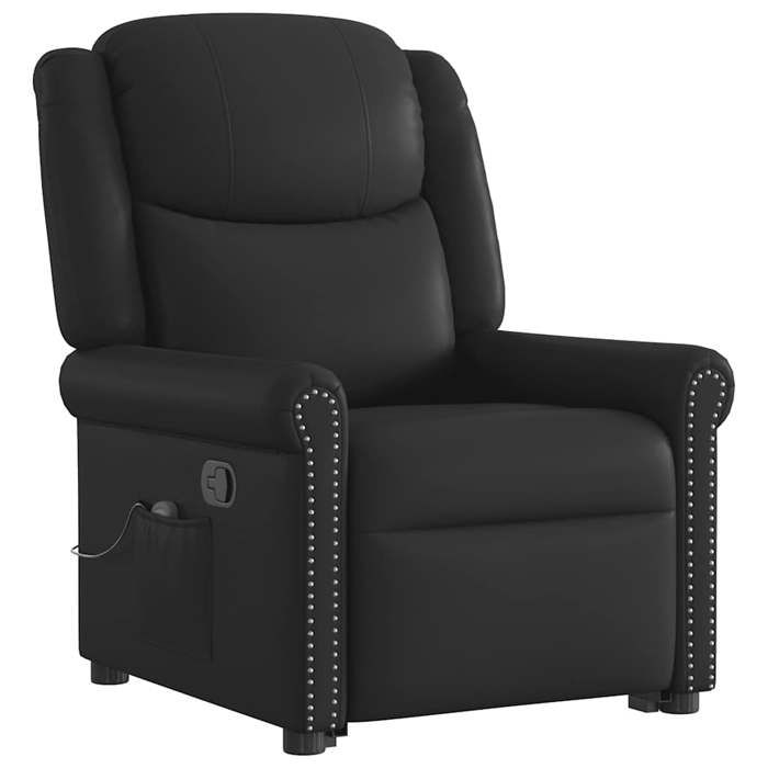 VidaXL Fauteuil de massage inclinable noir brillant similicuir, fauteuil inclinable élévateur, fauteuil inclinable pour 3303420