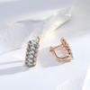 Kienl Full Blue Natural Zircon Square Earring Women  Rose Gold Color Vintage Bride Wedding Jewelry Luxury Design Best Gift