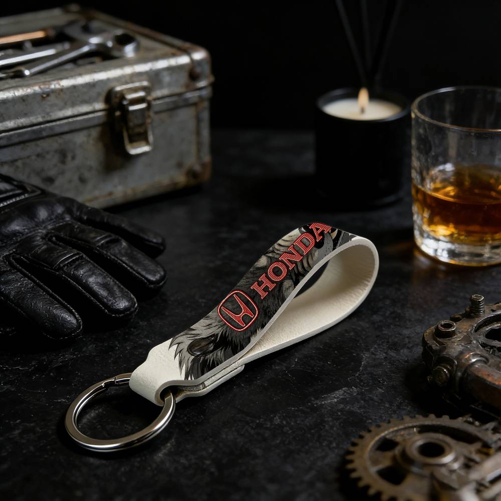 For Honda Soft PU Leather Motorcycle Keychain Lightweight Key Holder For Scooter Racing