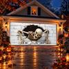 Pongee Fabric Halloween Garage Decoration, Full Skeleton Brick Wall Artwork for Parties and Community Displays