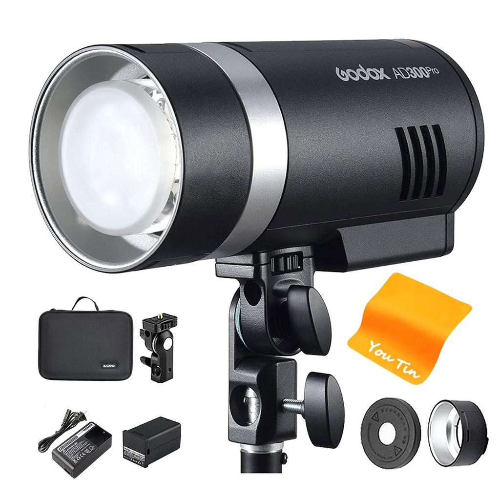 Godox AD300Pro Flash TTL Studio Dual Color Recycle 320 Flashes Strobe, 2.4G, Grade, 300W, 1/8000 HSS, Modeling, 5600±100K, 0.01-1.8S Time, Full-Power