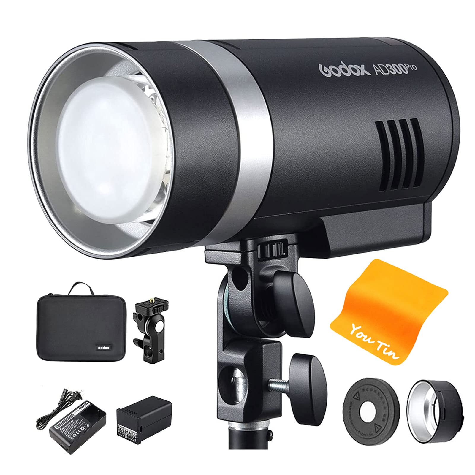 

Godox AD300Pro Flash TTL Studio Dual Color Recycle 320 Flashes Strobe, 2.4G, Grade, 300W, 1/8000 HSS, Modeling, 5600±100K, 0.01-1.8S Time, Full-Power